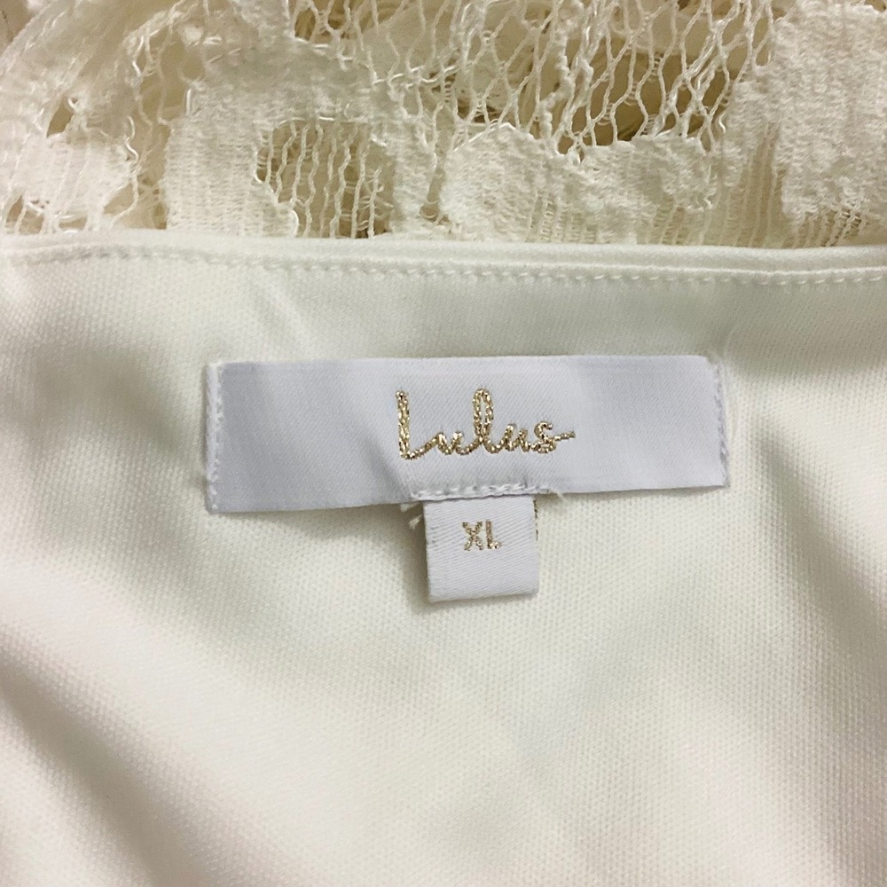 Lulus Magic in the Moment Off White Lace Tiered Maxi Dress Halter Bridal XL New - Picture 6 of 11
